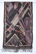1001musthaves.com Wollen dames winter sjaal in zwart bruin paars met borduurwerk 70 x 180 cm