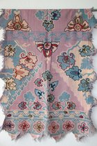 Wollen dames sjaal in roze en licht turkoois 70 x 180 cm