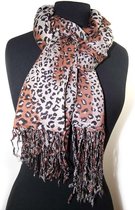 1001musthaves.com Bruin beige viscose dames sjaal met luipaardprint 70 x 200 cm