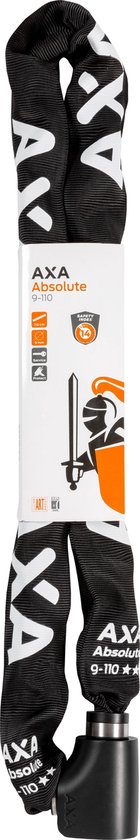 AXA Absolute 9-110 ART 2 Kettingslot – Fietsslot met keurmerk – Sterk slot met stalen ketting – Voor elektrische fiets, fatbike en bakfiets - Inclusief sleutelservice – 110 cm