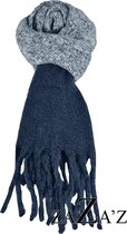 Blauwe sjaal - langwerpig -dik en warm -natuurlijke materialen