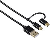 Hama 2in1-Micro-USB-kabel Met USB-C-adapter Verguld Afgeschermd 1,00 M