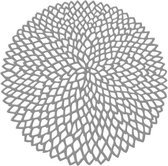 4x Zilveren Placemat Rond - Flora Silver - Zilver - Decoratie - 38cm rond