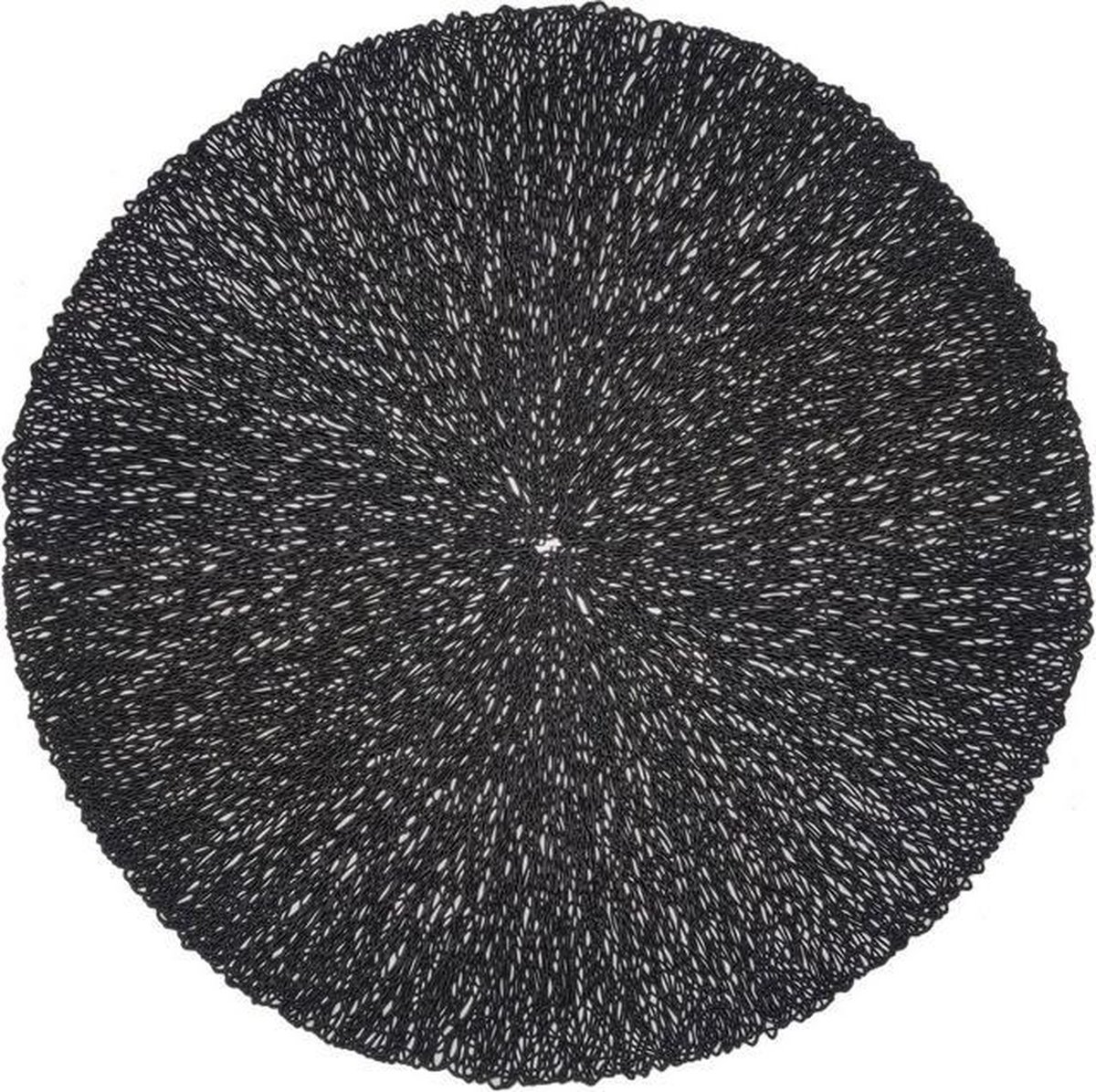 4x Zwarte Placemat Rond - Coral Black - Zwart - Decoratie - 38cm rond