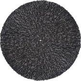 4x Zwarte Placemat Rond - Coral Black - Zwart - Decoratie - 38cm rond