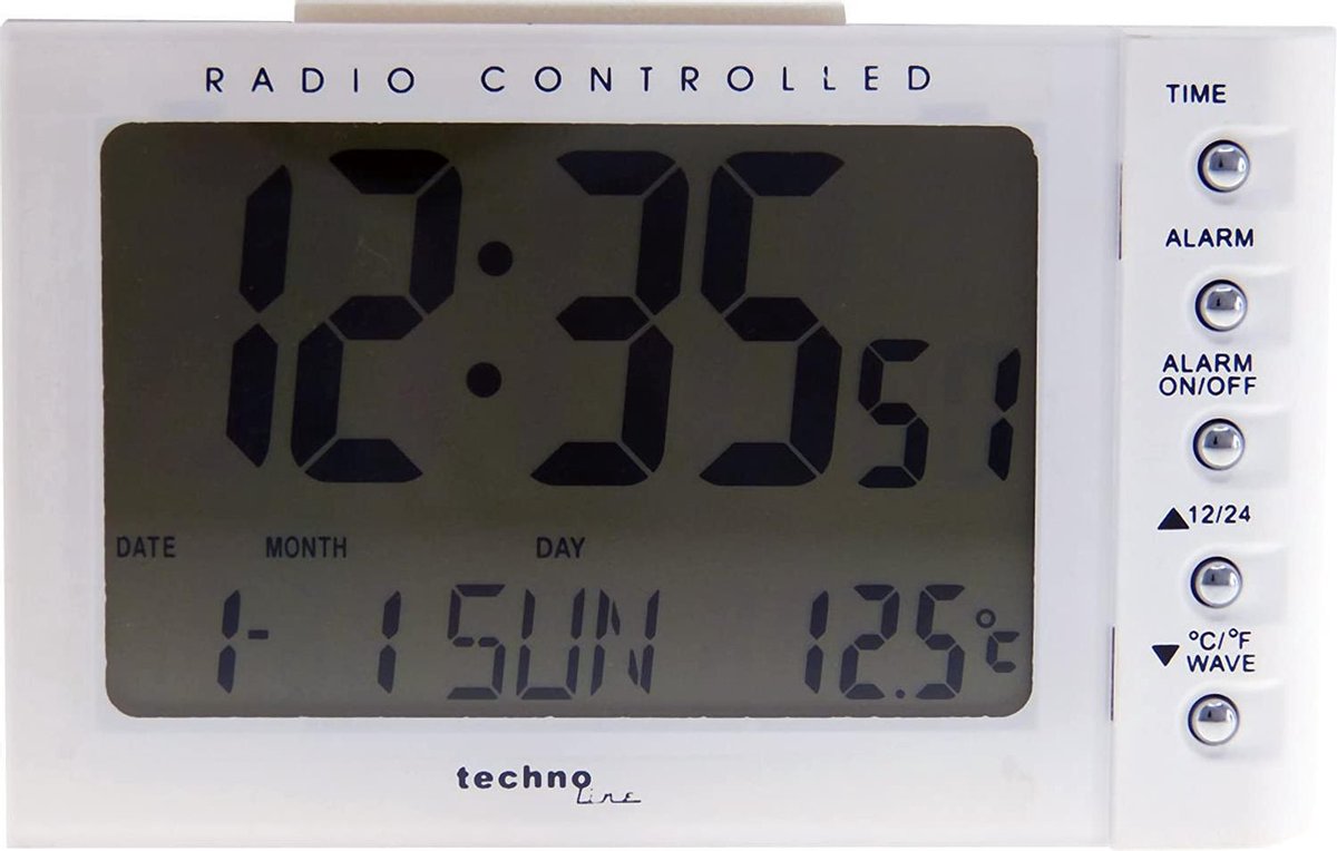 Radio gestuurde wekker - Datum - Temperatuur - Technoline WT 188 wit
