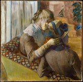 Edgar Degas, At the Milliner’s, 1881 op canvas, afmetingen van dit schilderij zijn 60 X 90 CM