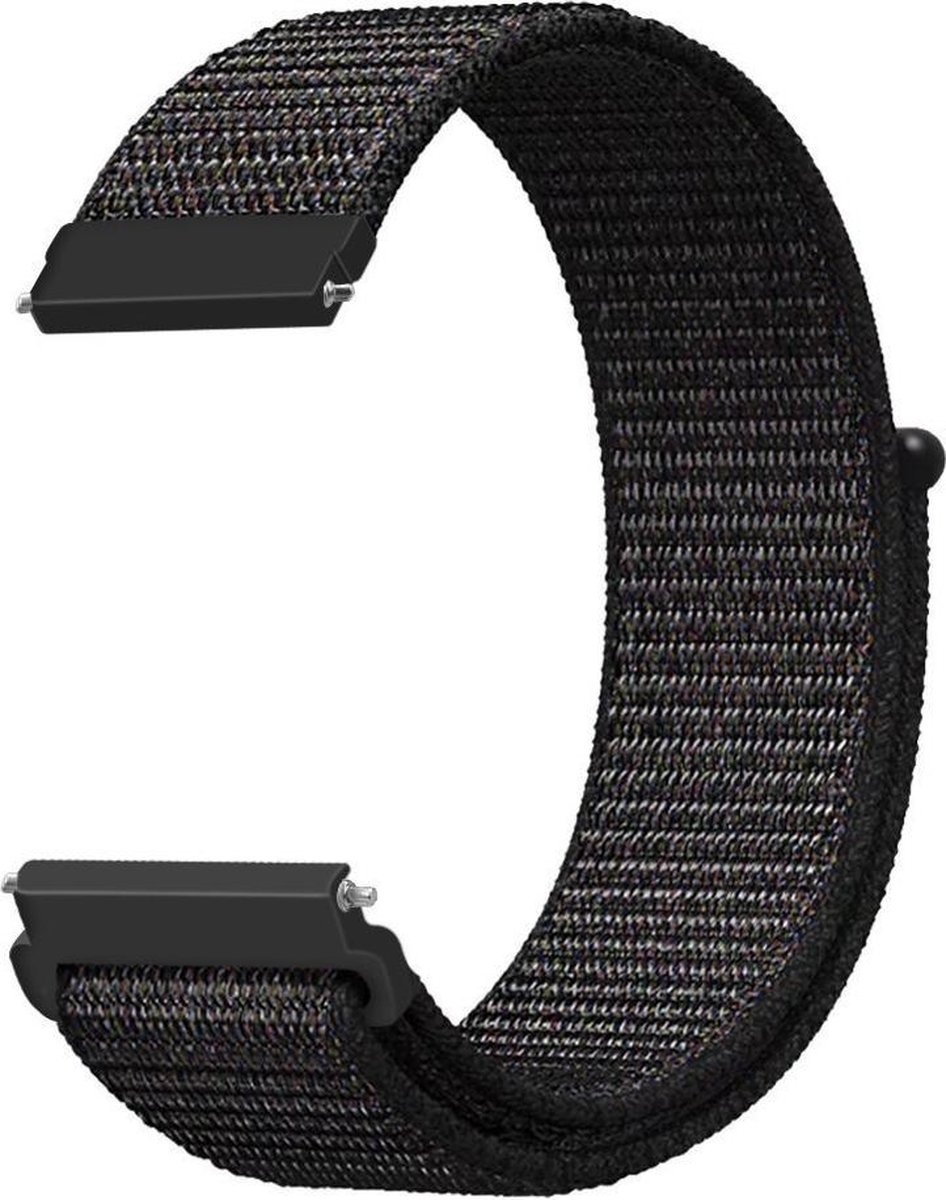 123watches nylon band - zwart mix - - Geschikt voor Polar Ignite / Ignite 2 / Ignite 3 / Pacer / Unite / Overige smartwatches met 20mm bandje