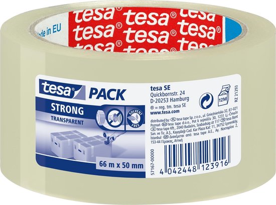 Tesa Verpakkingstape -  STRONG - 66 m x 50 mm Transparant (6 stuks) - Tesa