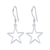 Joy|S - Zilveren ster oorbellen 15 mm star bedel oorhangers