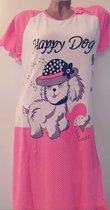 Dames nachthemd met hondenafbeelding XXL roze