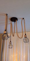 Industriële lamp | touwlamp met lampenkappen WEB 3 fittingen | 2 m lang