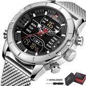 Naviforce® Horloges voor Mannen Herenhorloge Jongens Heren Watch Horloge – Valentijn Cadeautje voor Hem – Horlogebox Geschenkdoos – Zilver Zwart
