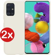 Samsung A51 Hoesje - Samsung Galaxy A51 Hoes Siliconen Case Hoes Cover - Wit - 2 PACK