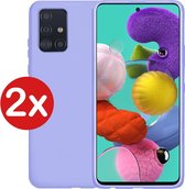 Samsung A51 Hoesje - Samsung Galaxy A51 Hoes Siliconen Case Hoes Cover - Lila - 2 PACK