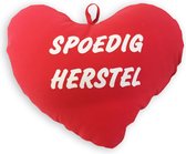 Sierkussen - Hart Met Tekst "spoedig Herstel" - Rood - 20 Cm X 30 Cm