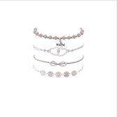 Nr. 6 - Grijze armbanden set voor dames - Armbandje met love en hartjes - Ibiza style