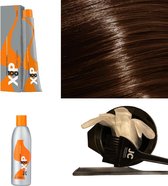 XP100 haarverf pakket kleur 5.31  Lichtbruin & Goud & As (1x 100ML) met 6% waterstof ( 1x 250ML) incl verfbakje, kwast, maatbeker, puntkam en handschoenen