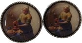 Manchetknopen verzilverd  Melkmeisje van Johannes Vermeer
