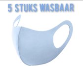 Wasbare mondkapjes effen blauw – per 5 stuks