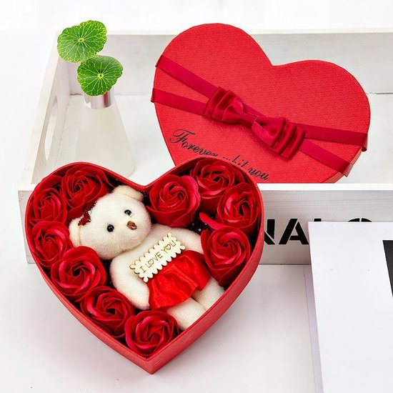 Lionstone - Valentijn Cadeau - Teddybeer Zeep Set - 10 Rozen Zeepjes - Gift  Cadeau Set | bol.com