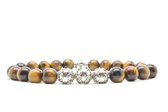 Beaddhism - Armband - Tiger - Zilver - Eva 3 - 8 mm - 22 cm