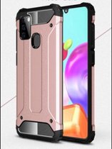 MM&A Anti Shock Back Cover Case Hoesje voor Samsung Galaxy A21s – Polycarbonaat – TPU – Harde Plastic - Schokabsorberend - Schokbestendig – Armor – Rose Goud