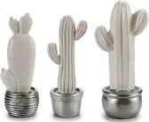 Standbeelden voor in de tuin Wit Hars Zilver Cactus 3