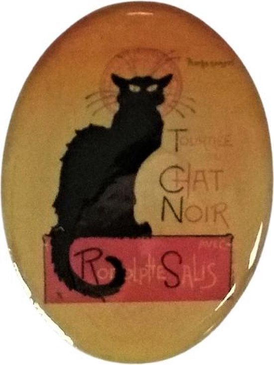 Zeeuws Meisje - Broche 4 cm - affiche Zwarte kat van Steinlen - Icoon Parijs -met veiligheidssluiting