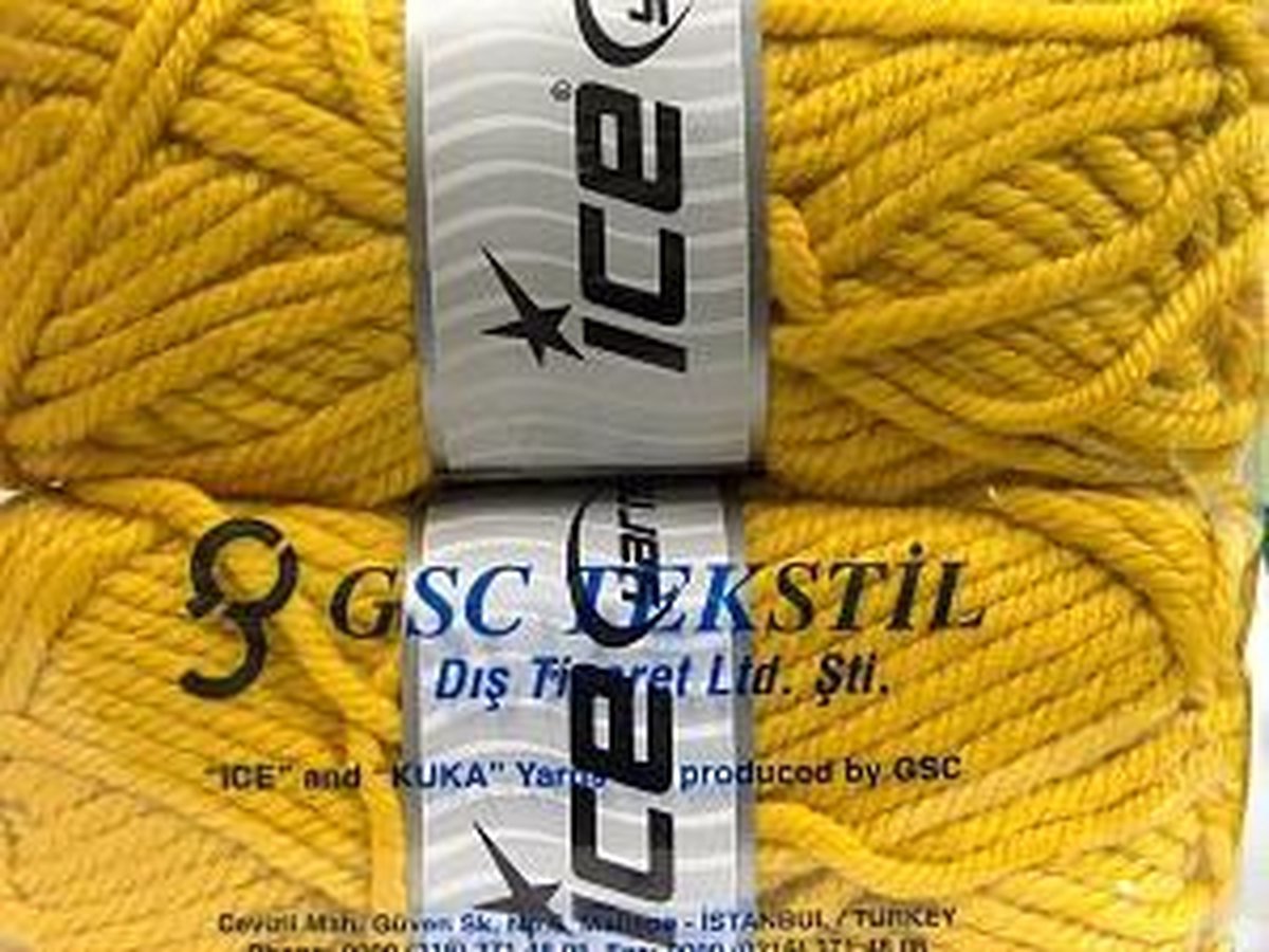 Fil à tricoter épais de couleur jaune - fil de laine à tricoter taille  10-12 mm. 