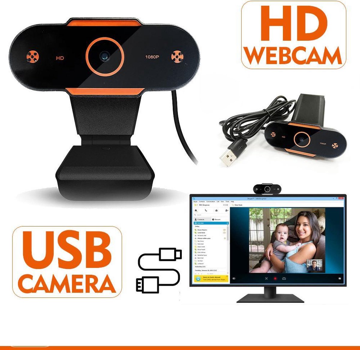 Webcam voor PC - Webcams - Camera Laptop - USB Webcam - Webcam voor Computer - Microfoon - Werk & Thuis - Windows - Mac - Linux - Nieuw Model 2020