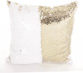 Kussenhoes Reversibel Paillette Wit / Goud 50X50 50 x 50 cm