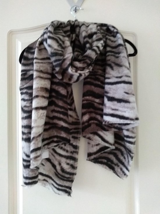Warme dames sjaal Lincy dierenmotief grijs