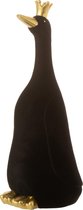 J-Line Eend Kroon Bevlokt Poly Zwart/Goud Small Set van 2 stuks