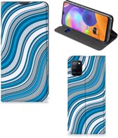 Hoesje Geschikt voor Samsung Galaxy A31 Book Case Golven Blauw