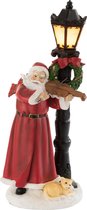 J-Line Kerstman+Lantaarn+Viool Led Polyresine Rood