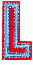 Alfabet Letter Strijk Embleem Patches Rood Blauw 3 x 2 cm / Letter L
