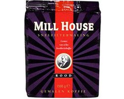 Millhouse Filterkoffie rood standaardmaling 1,5 kg per pak, doos 4 pakken
