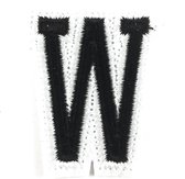 Alfabet Strijk Embleem Letter Patch Zwart Wit Letter W / 3.5 cm / 4.5 cm