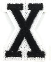 Alfabet Strijk Embleem Letter Patch Zwart Wit Letter X / 3.5 cm / 4.5 cm