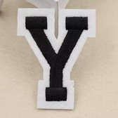 Alfabet Letters Strijk Embleem Patches Zwart Wit Letter Y / 4 cm / 5 cm