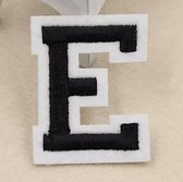 Alfabet Letters Strijk Embleem Patches Zwart Wit Letter E / 4 cm / 5 cm