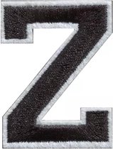 Alfabet Strijk Letter Embleem Patches Zwart Wit Dun Randje Letter Z / 4 cm / 5 cm