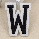 Alfabet Letters Strijk Embleem Patches Zwart Wit Letter W / 4 cm / 5 cm