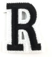 Alfabet Strijk Embleem Letter Patch Zwart Wit Letter R / 3.5 cm / 4.5 cm