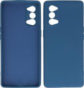 Hoesje Geschikt voor OPPO Reno 4 5G - Fashion Telefoonhoesje Backcover - Siliconen Hoesje - Navy