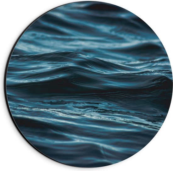 Dibond Wandcirkel - Blauwe Golven - 20x20cm Foto op Aluminium Wandcirkel (met ophangsysteem)