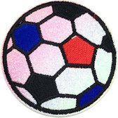 Voetbal Glitter Strijk Patch 6.8 cm / 6.8 cm / Zwart Wit Rood Blauw