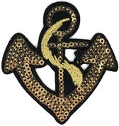 Gouden Anker Paillette Patch 7.2 cm / 7 cm / Goud Zwart