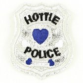 Zilverkleurig Embleem Met Hottie Police Tekst Strijk Patch 6 x 5 cm
